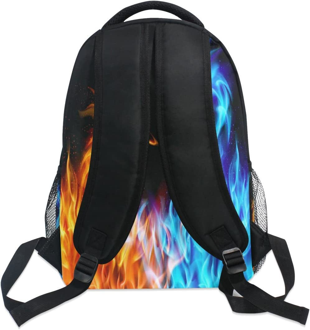 Red Blue Fire Dragon School Backpack Galaxy Teens Girls Boys Kids Bookbag, Animal Water Resistant Elementary Travel Computer Daypack for Age 4-12 Years