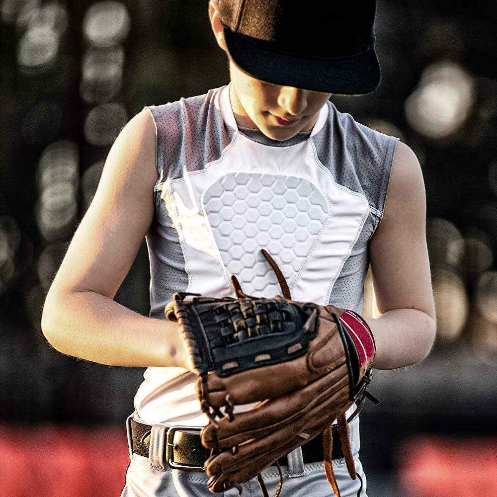 Youth Chest Protector for Baseball - HEX Padded Compression Shirt with Sternum Protection