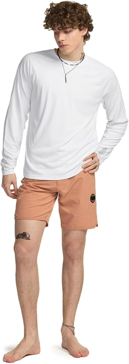 Men'S Rashguard Swim Shirts, UPF 50+ Cool Running Workout Loose-Fit Long Sleeve