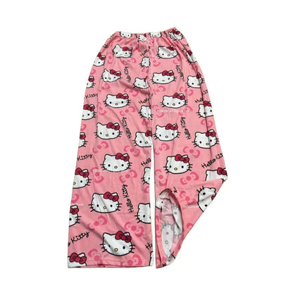 Sanrio Hello Kitty Summer Thin Pants Cotton Loose Lady Pajama Pant Pajama Trousers Cartoon Sleep Indoor Outdoor Lounge Wear Gift