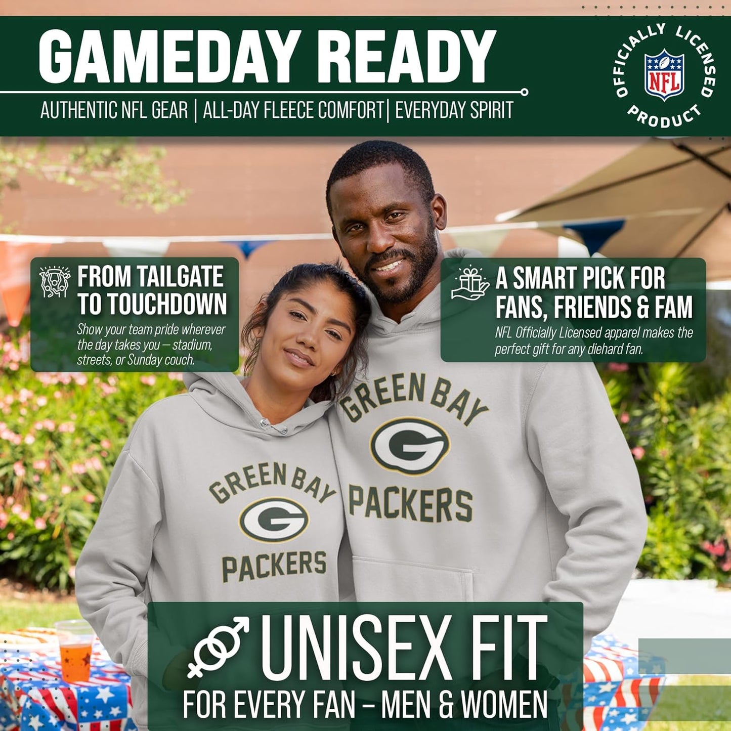NFL Adult Gameday Hooded Sweatshirt - Poly Fleece Cotton Blend - Stay Warm and Represent Your Team in Style