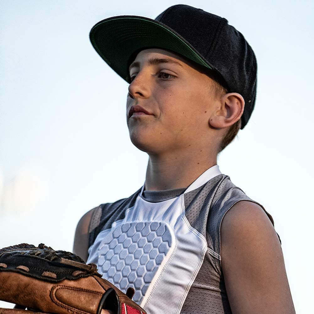 Youth Chest Protector for Baseball - HEX Padded Compression Shirt with Sternum Protection