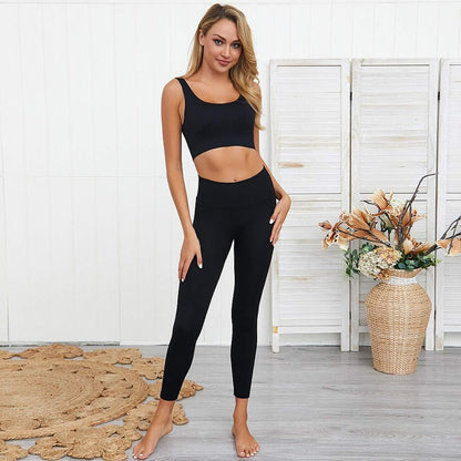 Exercise Outfits for Women 2 Pieces Ribbed Seamless Yoga Outfits Sports Bra and Leggings Set Tracksuits 2 Piece