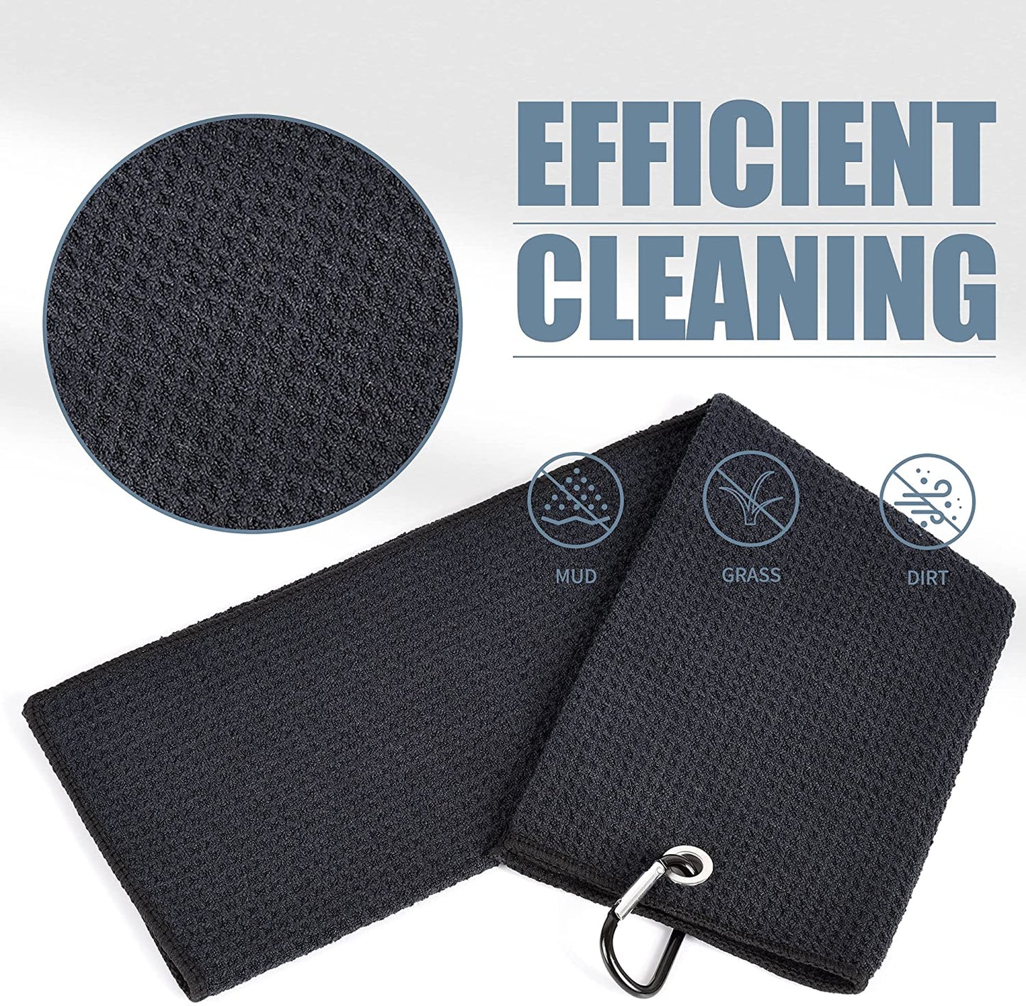 Golf Towels - Microfiber Waffle Pattern Tri-Fold, Brush Tool Kit with Club Groove Cleaner with Retractable Cord and Clip, for Men Women, Golf Gift